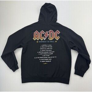 AC/DC Highway To Hell Black Hoodie Sweatshirt XL Rock Band Graphic Pullover